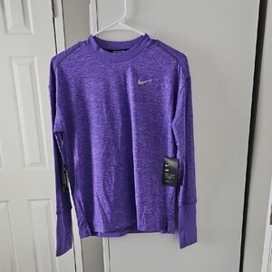 Nike Dri Fit Heathered Purple Long Sleeve Top